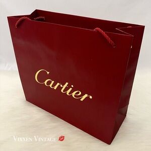 CARTIER LARGE GOLD LOGO MEDIUM PAPER GIFT BAG IN RED